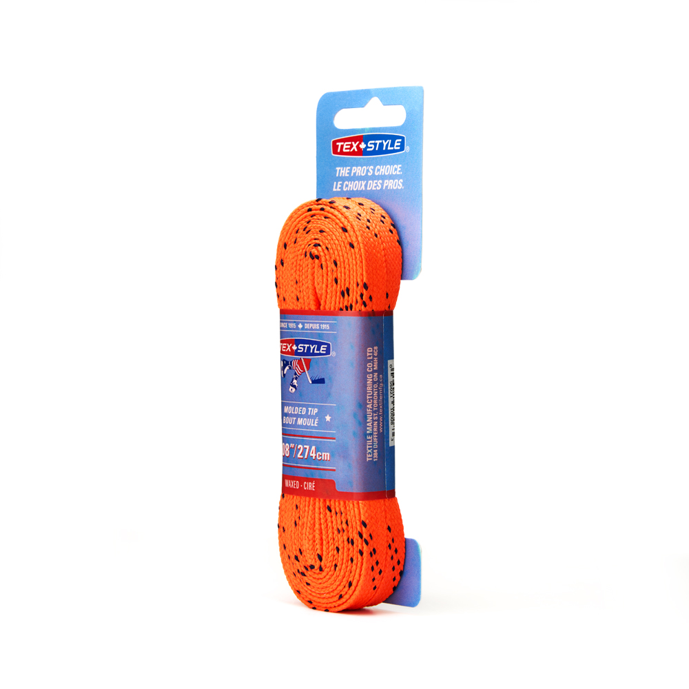 Шнурки для коньков Texstyle с пропиткой, 1810MT-274, полиэстер, 274см, оранжевый