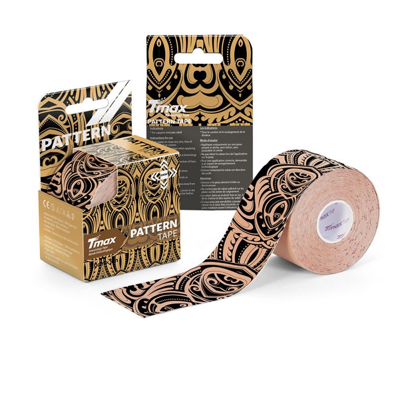 Тейп кинезиологический Tmax Pattern Tatoo (5 см x 5 м), арт. 423428, рисунок тату