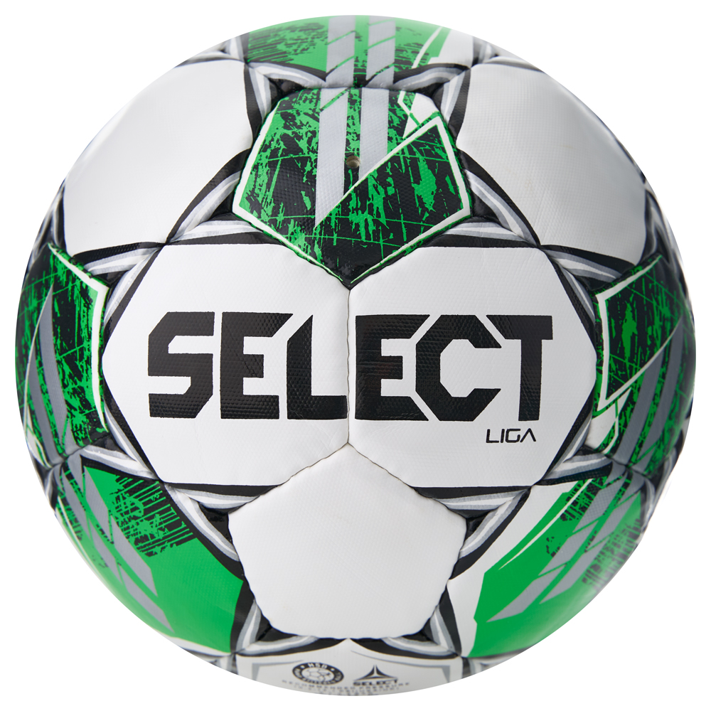 Мяч футб. SELECT Liga V25, 3855160585, р.5, FIFA Basic, 32п, ПУ, руч. сш, бело-зеленый