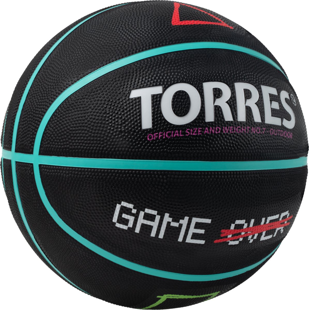 Мяч баск. TORRES Game Over B023117, р.7, резина, нейлон. корд, бут. кам., черный