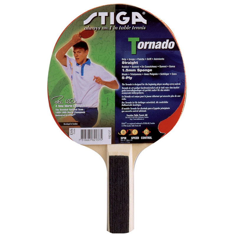 Ракетка для н/т Stiga Tornado, 182137, для начинающ, накладка 1,5мм ITTF, прямая. ручка
