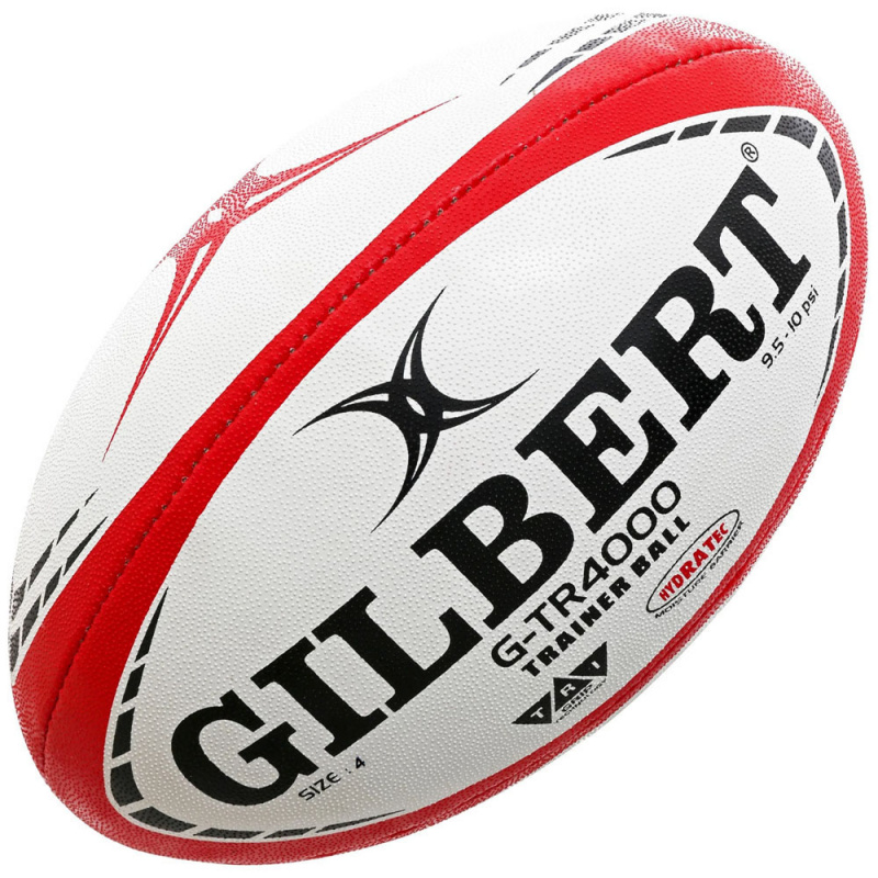 Мяч для регби GILBERT G-TR4000, 42097804, р.4, резина, ручная сшивка, бело-красно-черный