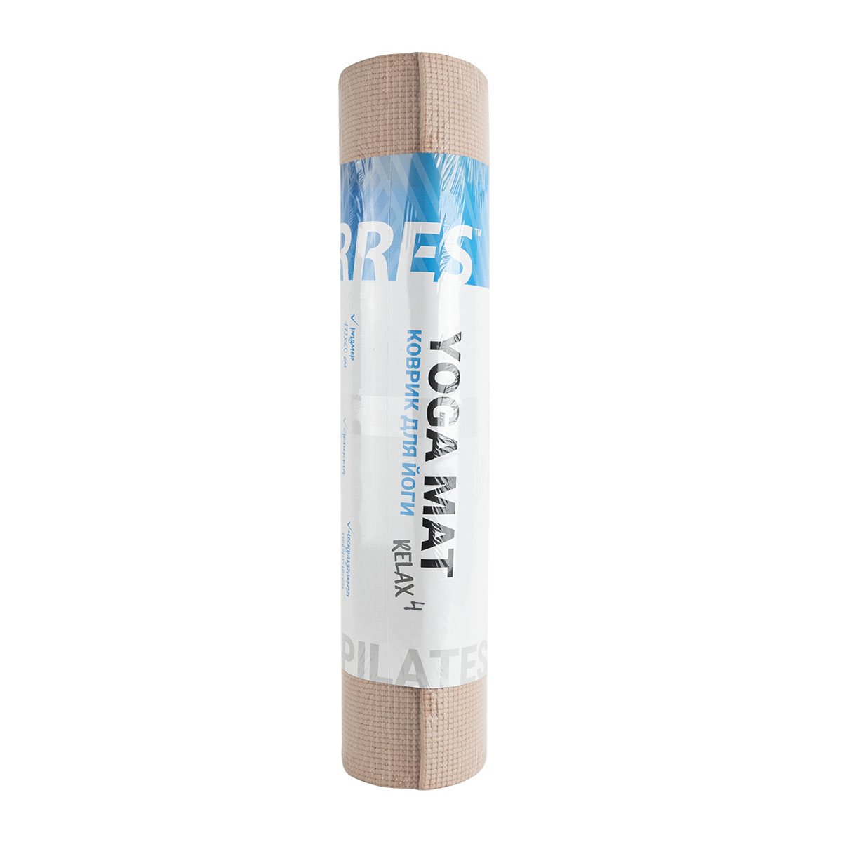 Коврик для йоги TORRES Relax 4, YL12224P, PVC 4 мм, нескользящее покрытие, пудровый
