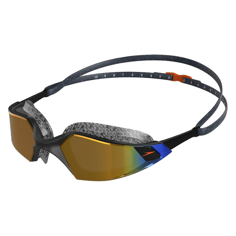Очки для плав. SPEEDO Aquapulse Pro Mirror, 8-12263F982, ЗЕРКАЛЬНЫЕ линзы, черн. опр.