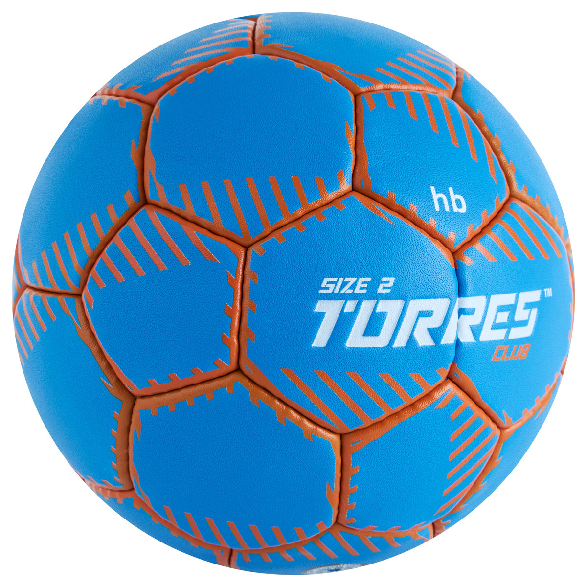 Мяч ганд. TORRES Club, H32442, р.2, ПУ, 5 подкл. слоев, руч. сшивка, синий