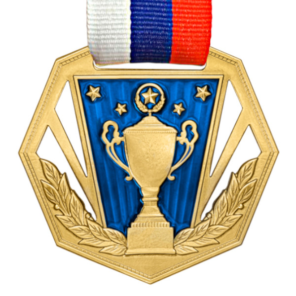 Медаль MZP 369-60/GBU с лентой (D-60 мм, s-2 мм) латунь