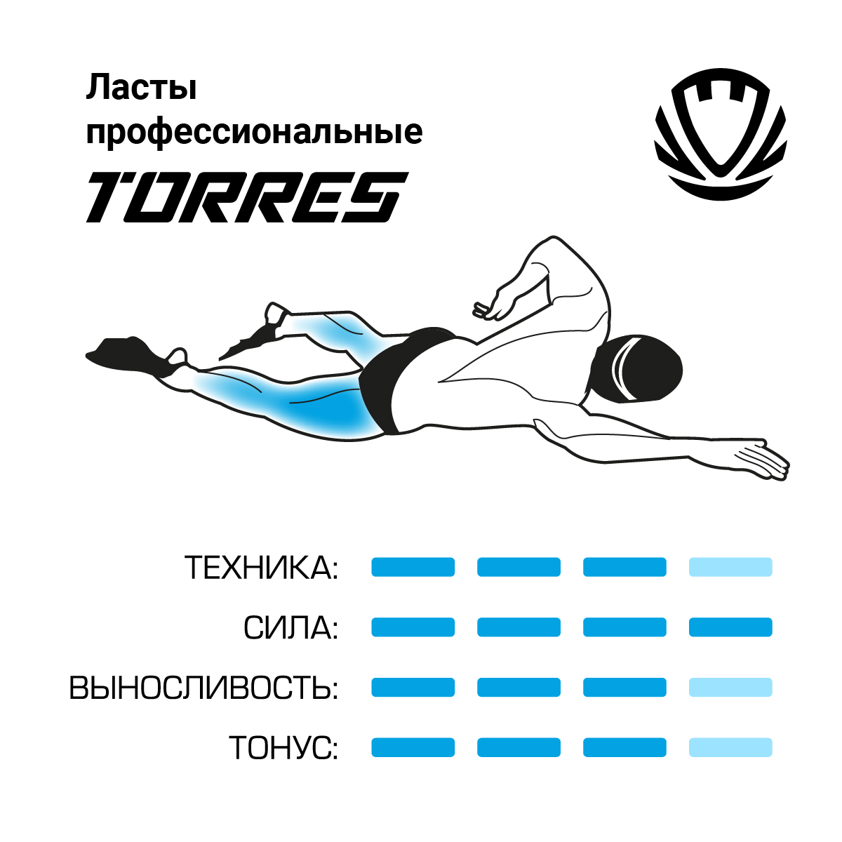 Ласты для бассейна профессиональные TORRES X1, SWF042401BL, р. EU 36-37 (XS), черно-оранжевый
