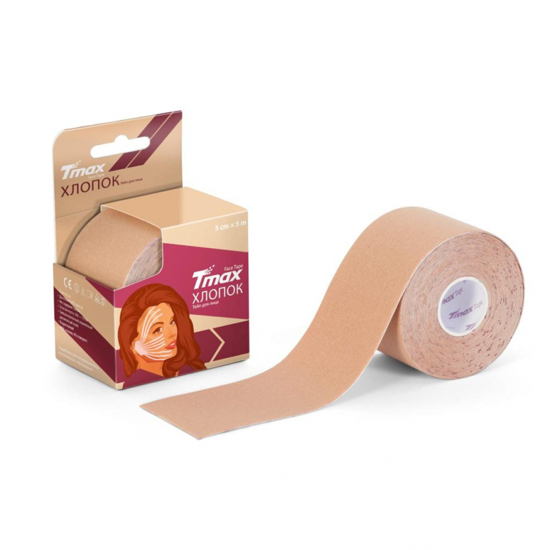 Тейп кинезиологический Tmax Beauty Tape (5см x 5м),арт.423245,хлопок, бежевый