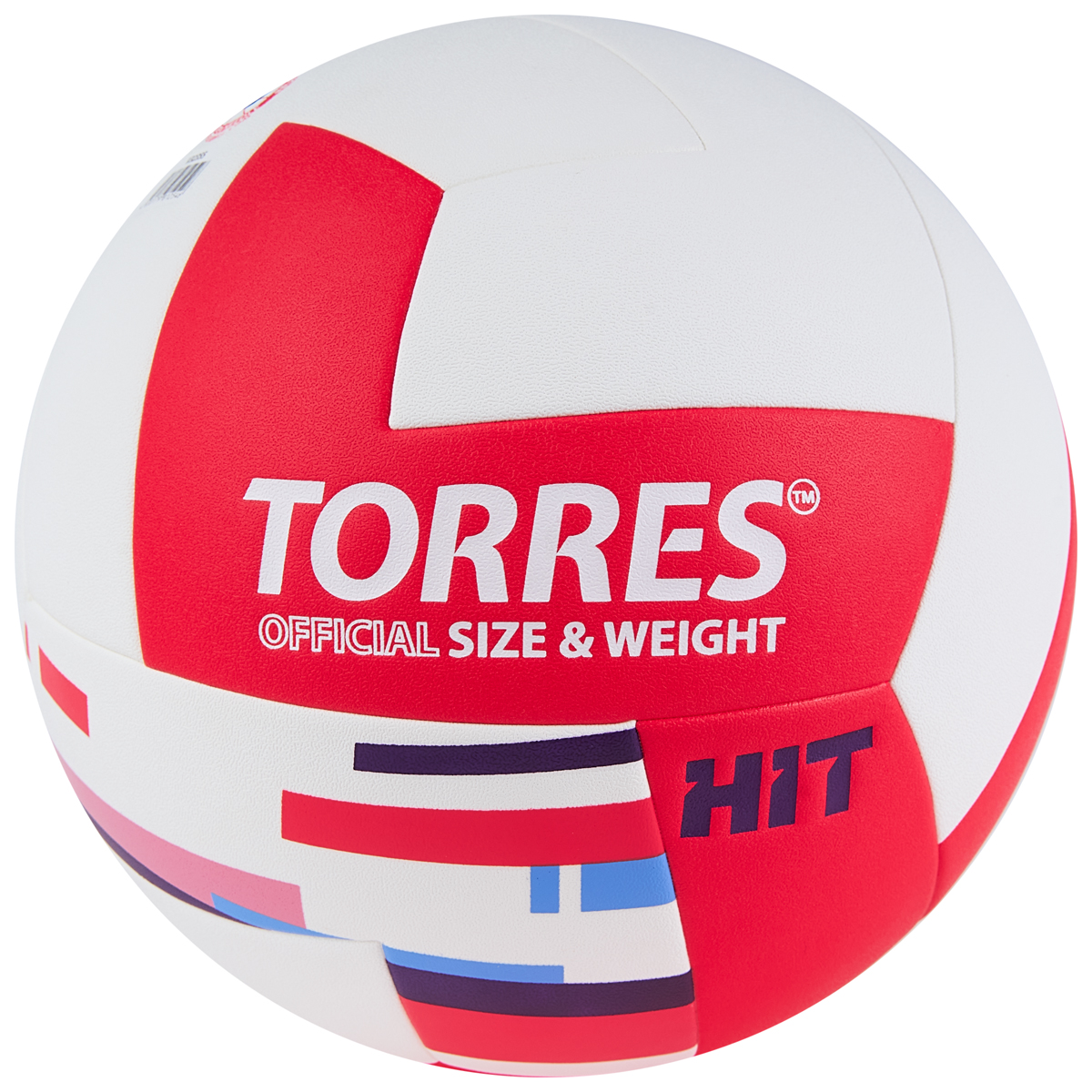 Мяч вол. TORRES Hit, V32355 р.5, синт.кожа (ПУ), клееный, бут.кам, бело-красный