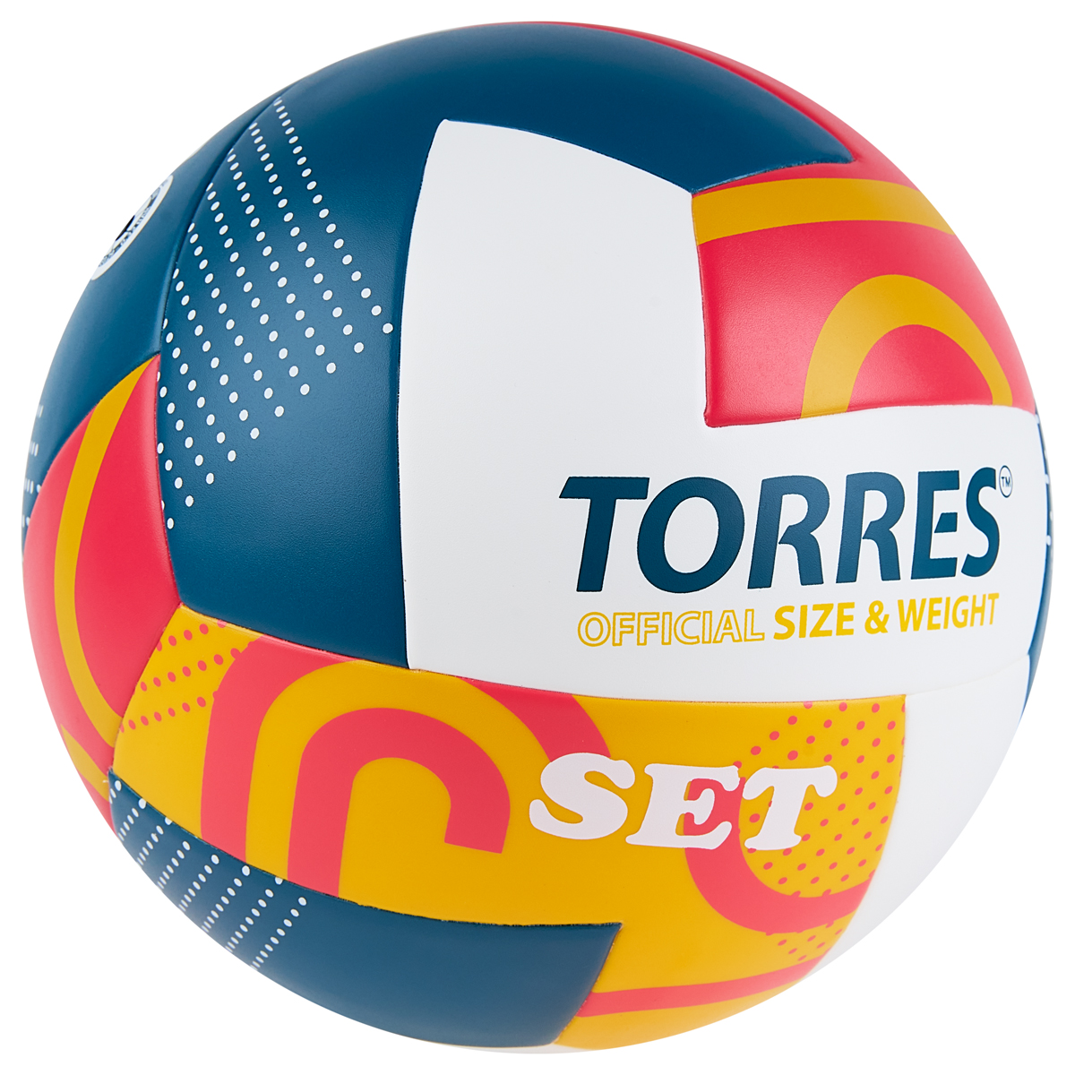 Мяч вол. TORRES Set, V32345, р.5, синт.кожа (ТПУ), клееный, бут.кам, бело-мультиколор