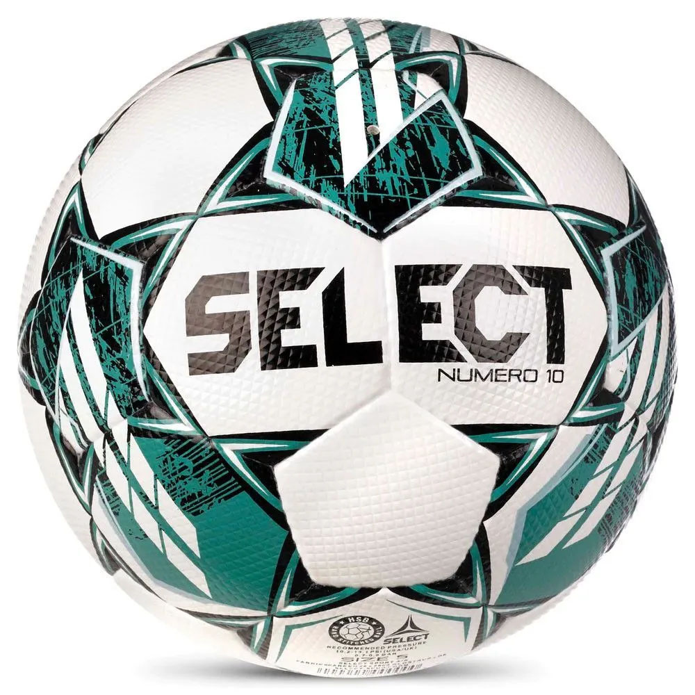 Мяч футб. SELECT Numero 10 V23, 3675060004, р.5, FIFA PRO, 32пан, ПУ, руч. сш, бело-зелено-черн