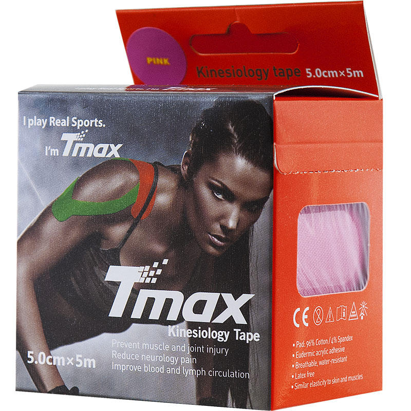 Тейп кинезиологический Tmax Extra Sticky Pink (5 см x 5 м), 423136, розовый