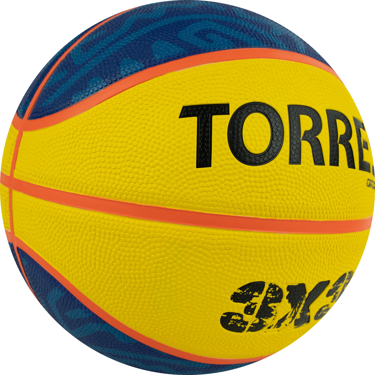 Мяч баск. TORRES 3х3 Outdoor, B022336, р. 6, 8 панелей, резина,бут.кам,нейл.корд,жёлто-синий