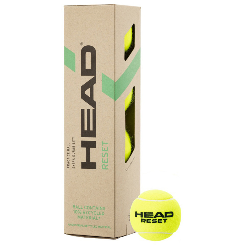 Мяч теннисный HEAD Reset 4B, 575034, крафт. упак.4 шт, половинное давление, фетр,нат.резина,желтый
