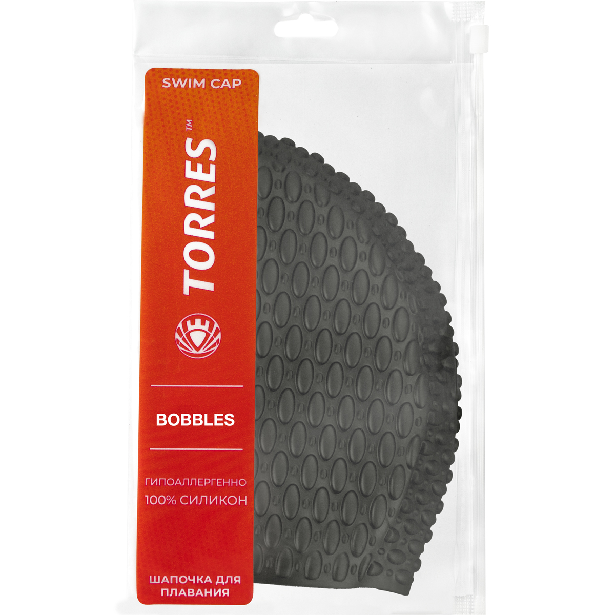 СЦ*Шапочка для плав. TORRES Bobbles, SW-12204BK, черный, силикон