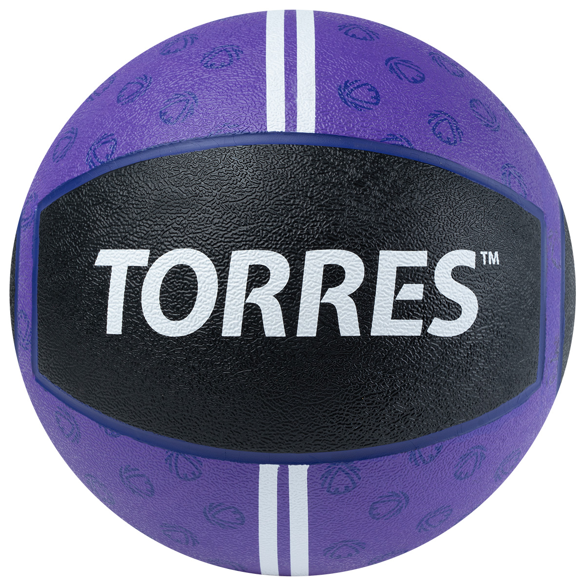 Медбол TORRES 7 кг, AL00237, резина, диаметр 25,4 см, фиолетово-черный