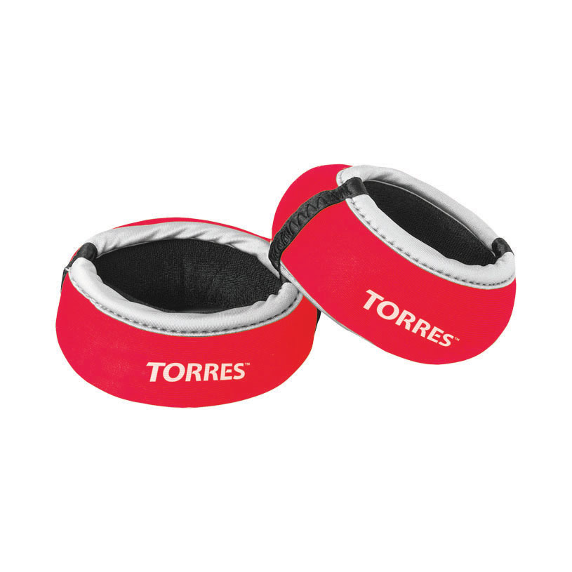 Утяжелители на запястье TORRES 0,5 кг, PL607605, (2штх250г), нейлон, металл. песок, красн-сер.