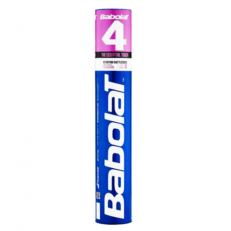 Воланы для бадминтона BABOLAT 4 (перо/пробка),551020, уп.12шт., бел., сред. скор.