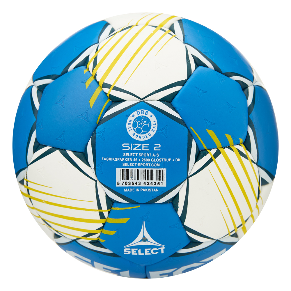 Мяч ганд. SELECT HB FORCE DB V25, 1621854205, Junior (р.2), EHF Appr,ПУ, гибр.сш., сине-белый