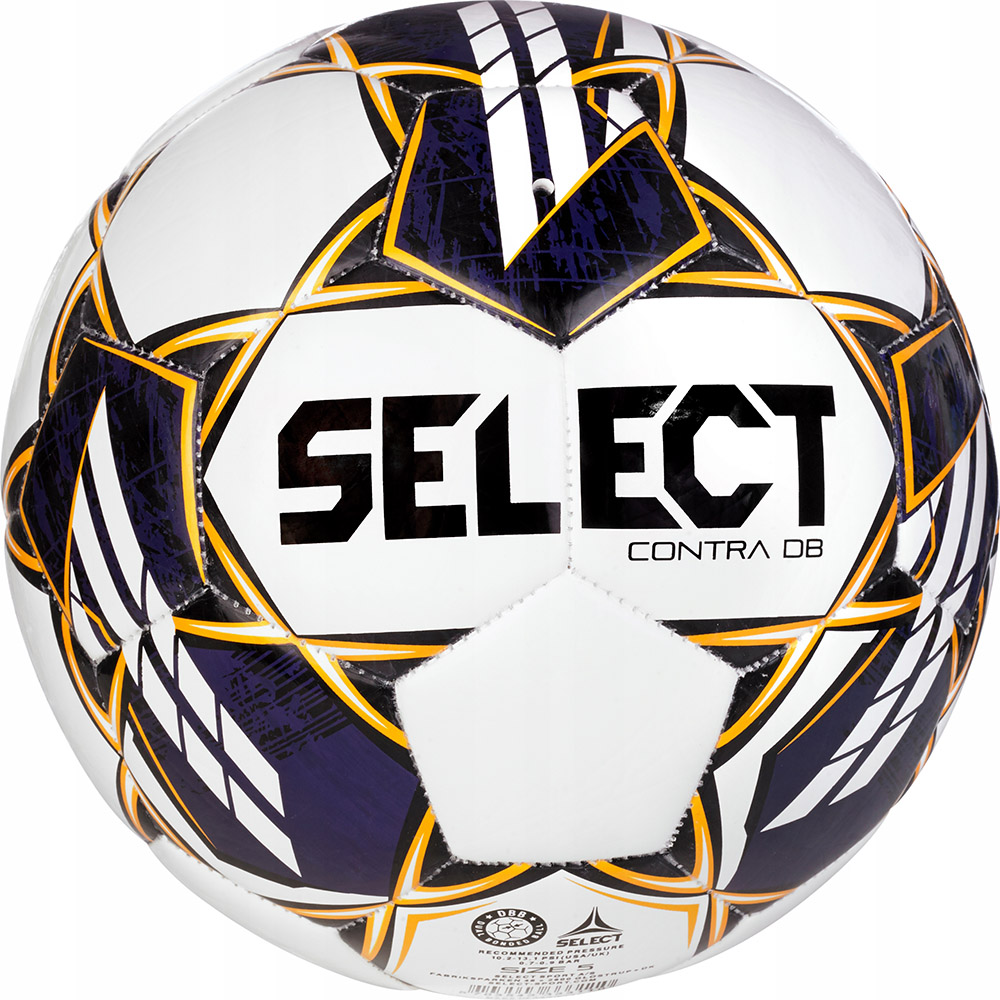 Мяч футб. SELECT Contra DB v23, 0855160600, р.5, FIFA Basic, 32 пан, ПУ, гибр.сш, бело-чер-желтый