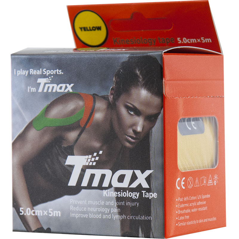 Тейп кинезиологический Tmax Extra Sticky Yellow (5 см x 5 м), 423174, желтый