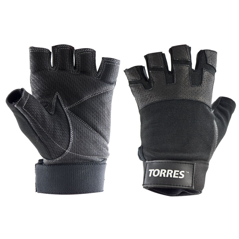 Перчатки для занятий спортом TORRES, PL6051XL, р.XL,нейлон,нат.кожа, подбив.6мм, напульсник,чер