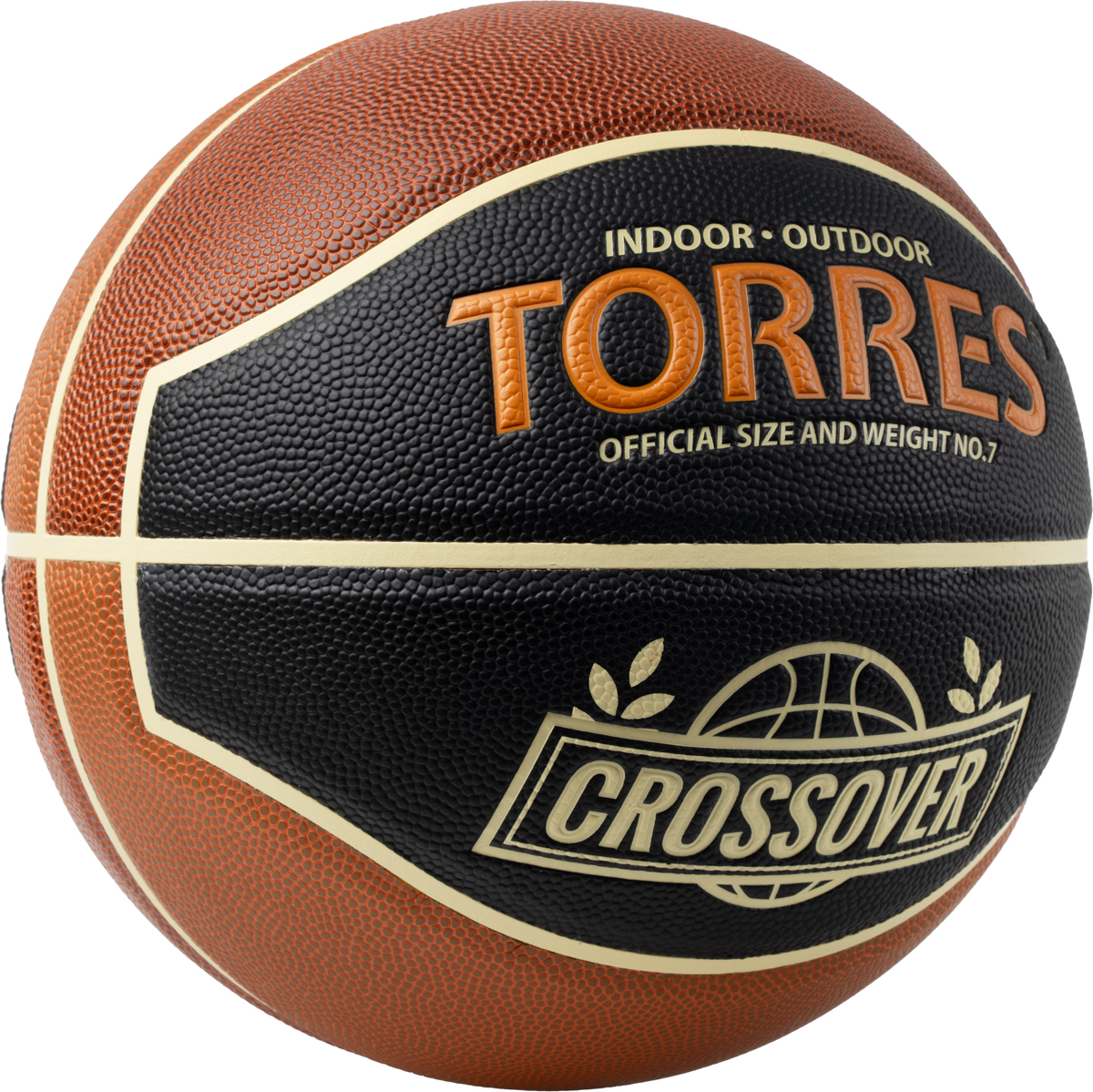 Мяч баск. TORRES Crossover, B323197, р.7,ПУ-комп, нейлон. корд, бут.камера, тем. черно-коричн-беж
