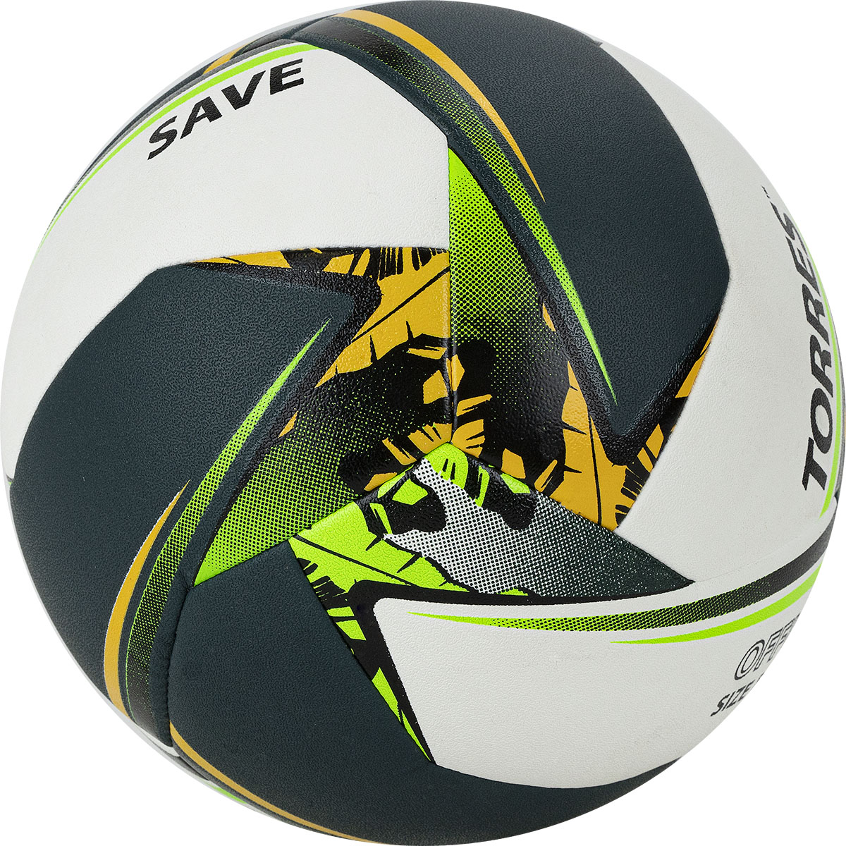 Мяч вол. TORRES Save, V321505 р.5, синт.кожа (ПУ), гибрид, бут.кам, бело-зелено-желтый