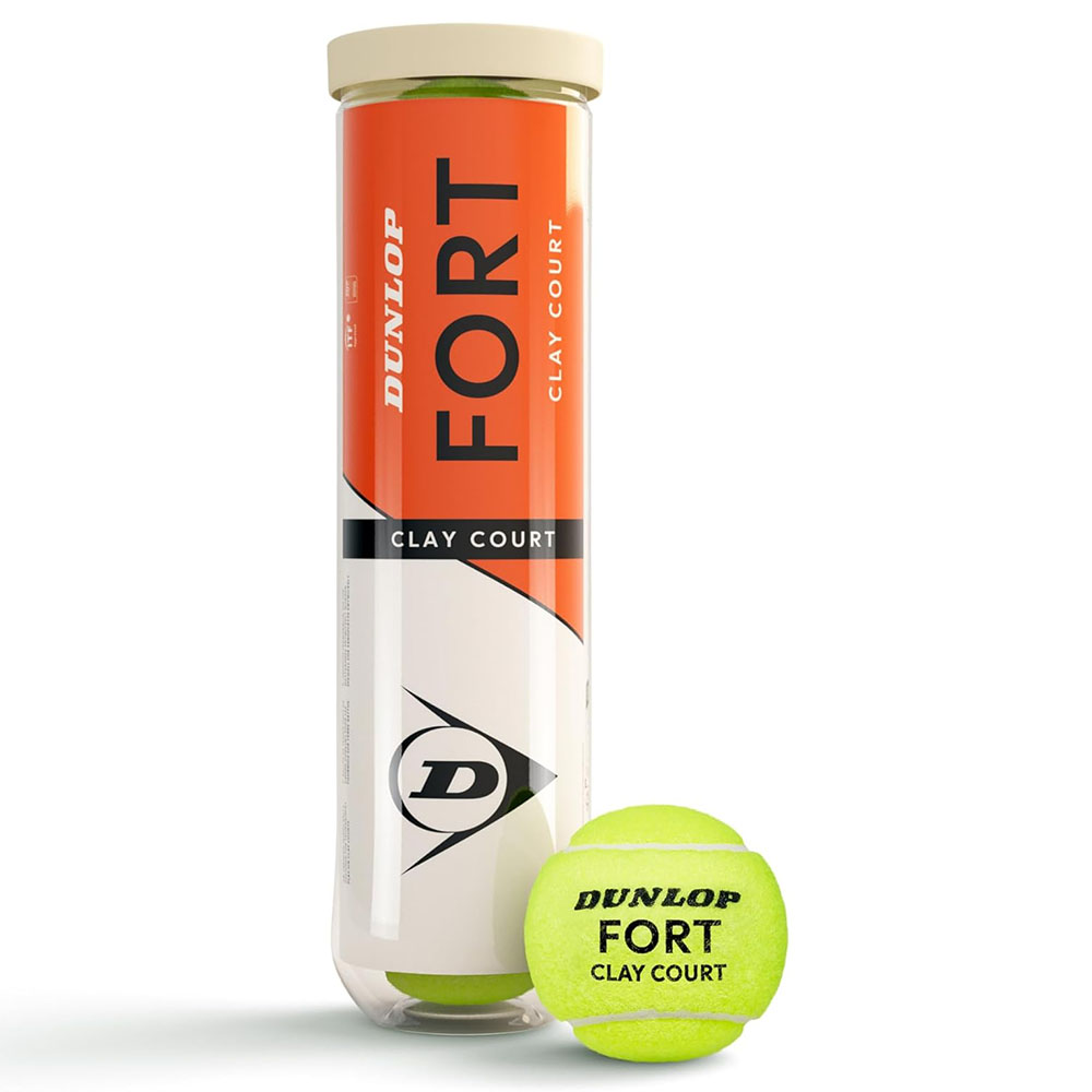 Мяч теннисный Dunlop Fort Clay Court 4B, 601613, уп.4 шт,одобр.ITF и FFT,сукно,нат.резина,желтый
