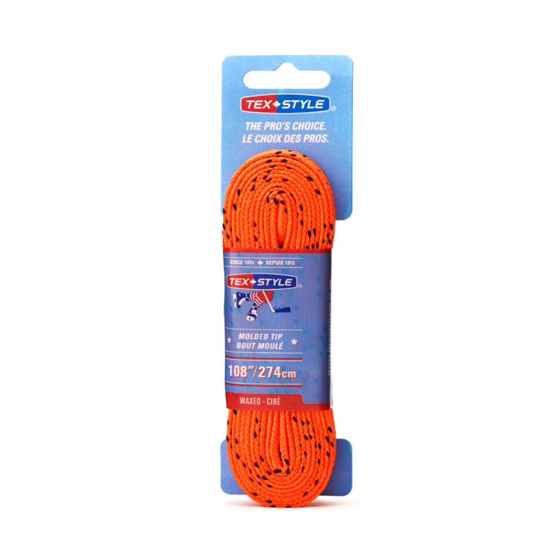 Шнурки для коньков Texstyle с пропиткой, 1810MT-274, полиэстер, 274см, оранжевый