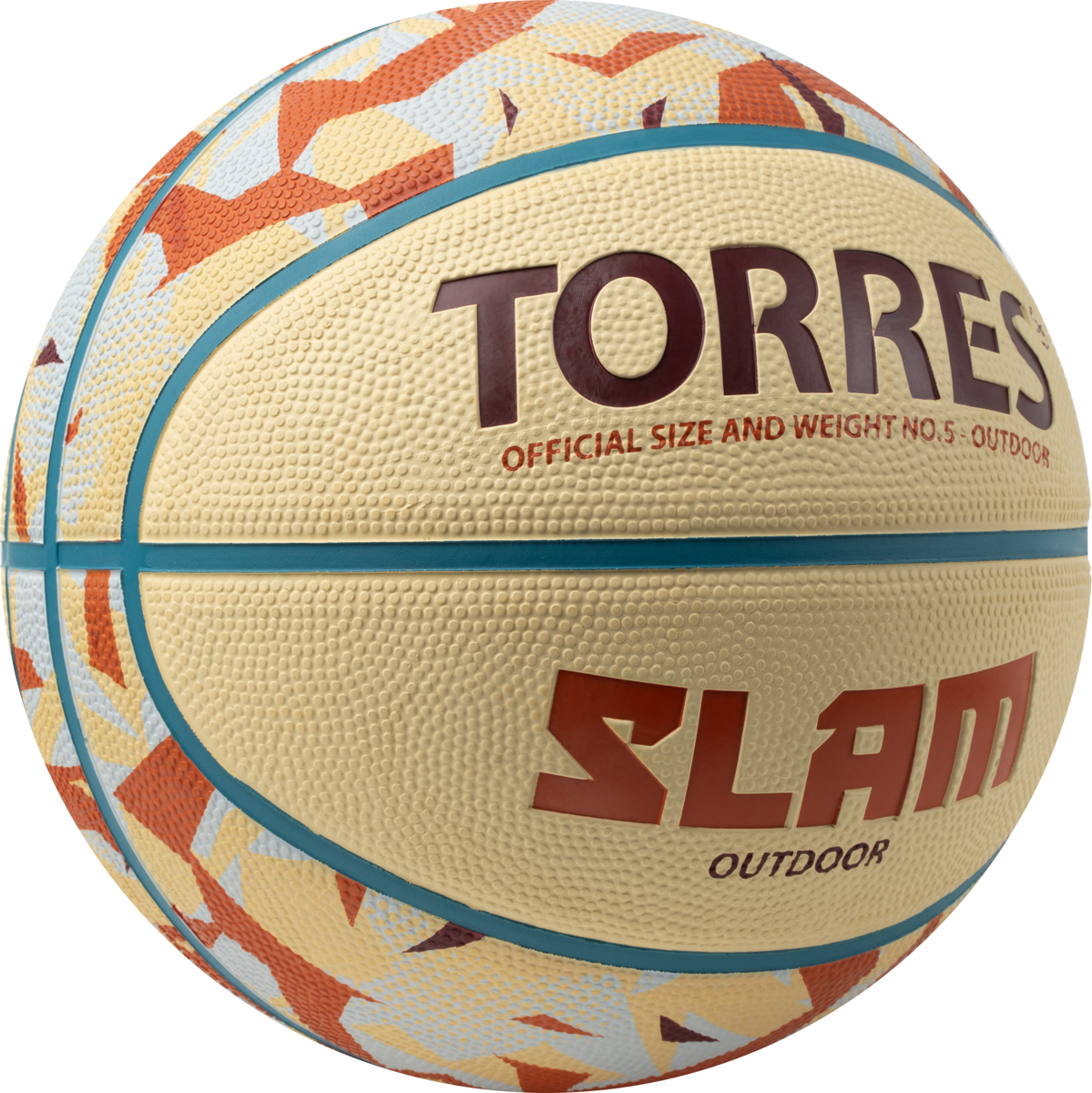 Мяч баск. TORRES Slam, B023145, р.5, резина, нейлон. корд, бут. кам, бежево-коричневый