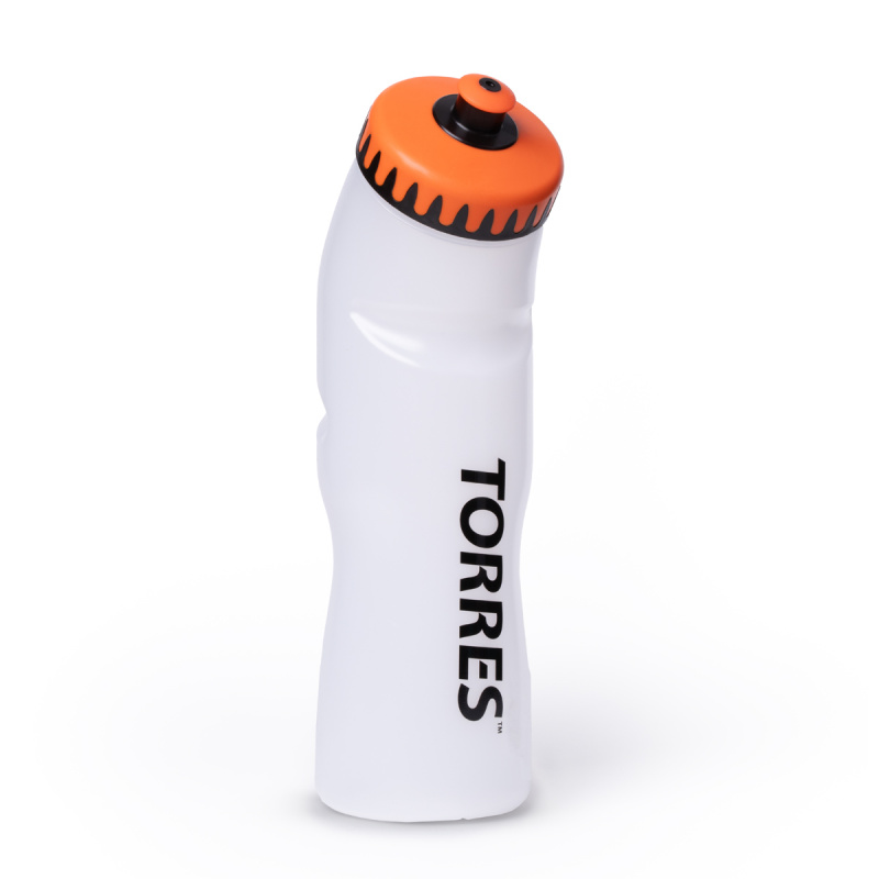 Бутылка для воды TORRES, SS1028, 750 мл, мягкий пластик, прозрачная, оранжево-черная крышка