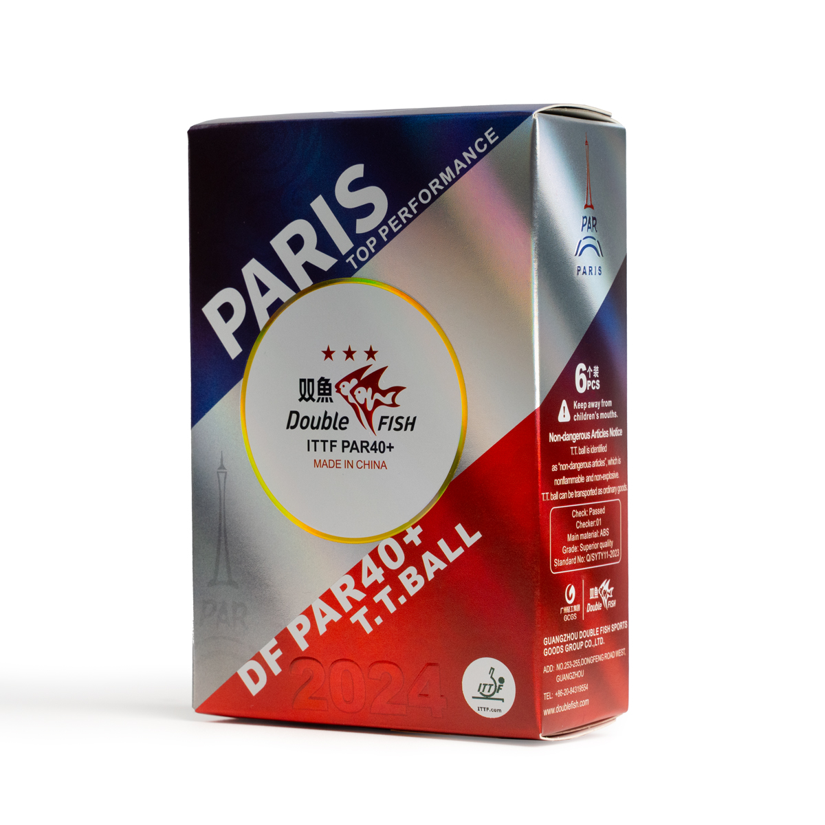 СЦ*Мяч для наст. тенниса DOUBLE FISH PARIS 2024 Olympic Games 3***,PAR40+, ITTF Appr,ABS,уп.6 шт